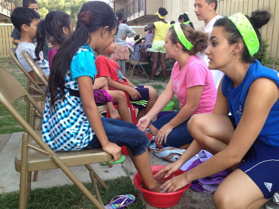 Washing feet at VBS for Los Arcos